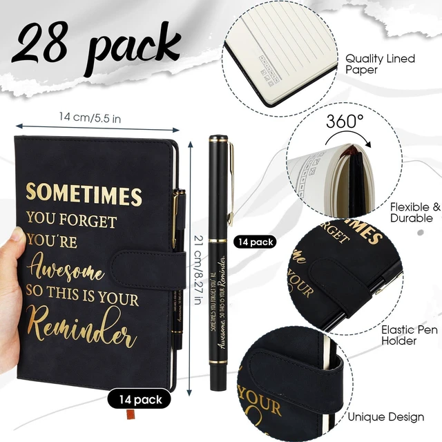 Alt view image 2 of 6 - 28 Pcs A5 Leather Journal Notebook with Pen Employee Gifts,Novel Bulk Appreciation Gifts for Team Staff Teacher Volunteer, Thank You Presents for Christmas, Leather Cover with Pen