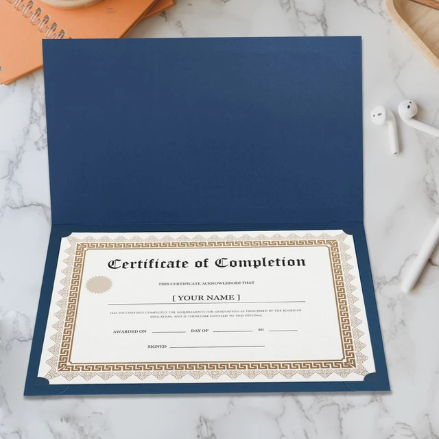 Alt view image 5 of 6 - 150-Pack Navy Blue Certificate Holders with Gold Foil Border, Diploma Covers for Letter Size 8.5x11 Certificates, Awards, Graduation, and Document Papers,Cardstock