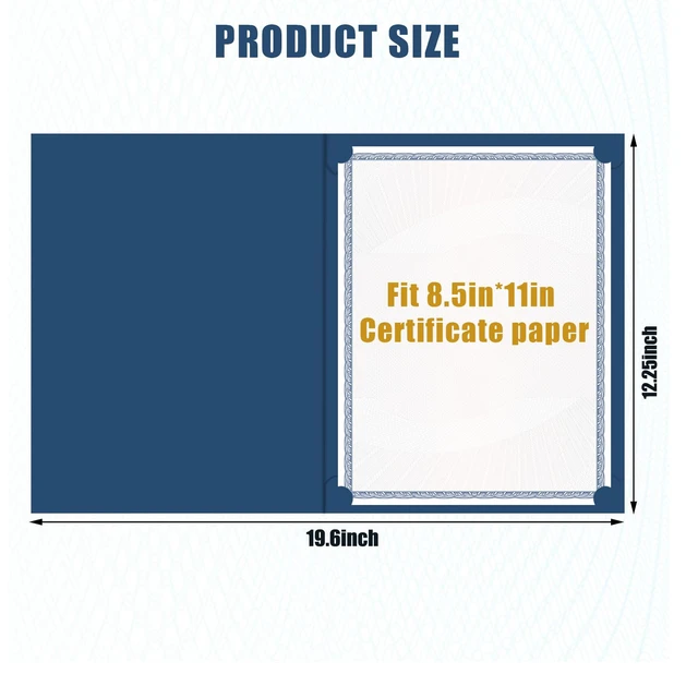Alt view image 2 of 6 - 150-Pack Navy Blue Certificate Holders with Gold Foil Border, Diploma Covers for Letter Size 8.5x11 Certificates, Awards, Graduation, and Document Papers,Cardstock