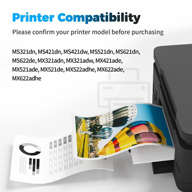 Alt view image 2 of 6 - 56F1000 56F1H00 Toner Cartridge High Yield 6,000 Pages Replacement for Lexmark 56F1000 for MS321 MX321 MS421 MX421 MS521 MX521 MS522 MX522 MS621 MX621 MS622 MX622 Printers