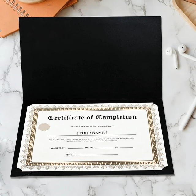Alt view image 3 of 7 - 150 Pcs Certificate Holders Bulk, Black Diploma Covers with Gold Foil Border for Letter Size 8.5x11, Single Sided Award Certificate Cover, Premium Cardstock Document Organizer