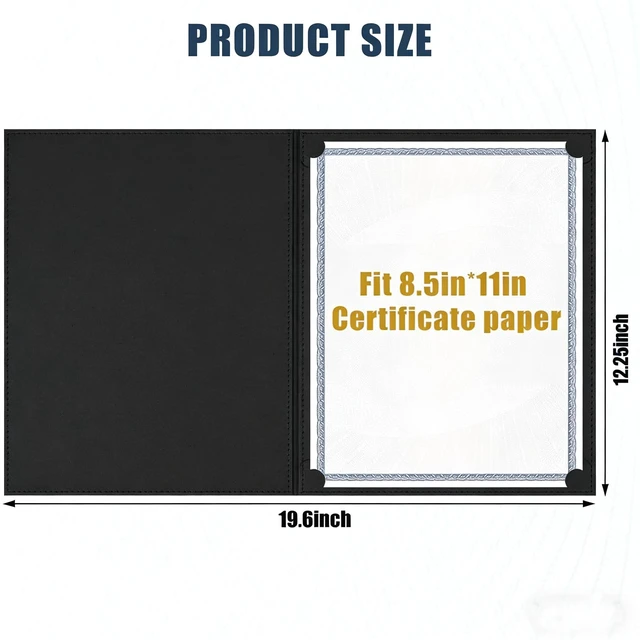 Alt view image 2 of 7 - 150 Pcs Certificate Holders Bulk, Black Diploma Covers with Gold Foil Border for Letter Size 8.5x11, Single Sided Award Certificate Cover, Premium Cardstock Document Organizer