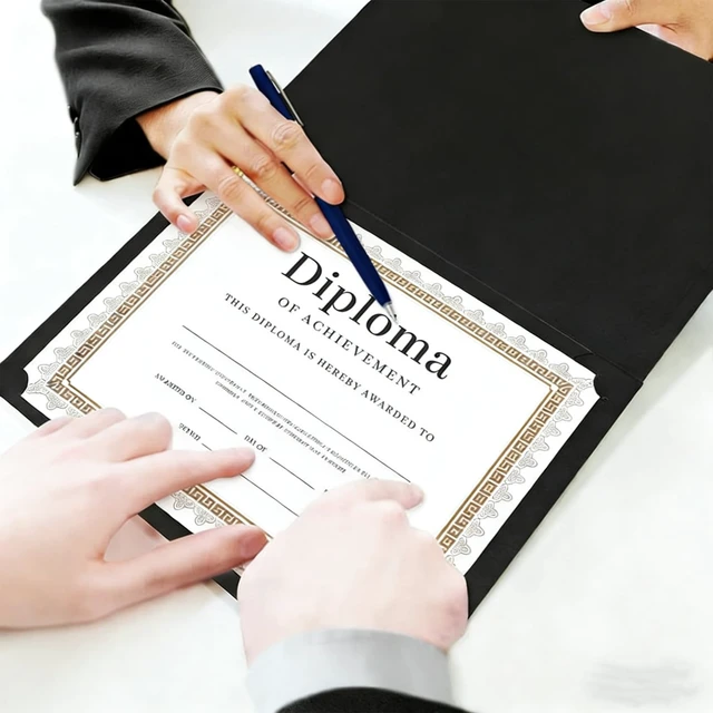 Alt view image 6 of 7 - 150 Pcs Certificate Holders Bulk, Black Diploma Covers with Gold Foil Border for Letter Size 8.5x11, Single Sided Award Certificate Cover, Premium Cardstock Document Organizer