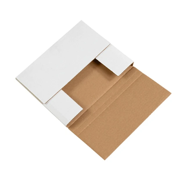 Main image of White Easy-Fold Mailers 11.125x8.625x1, 50-Pack Easy-Fold Mailers 11.125"L x 8.625"W x 1"H White Corrugated Cardboard for Shipping, 50-Pack