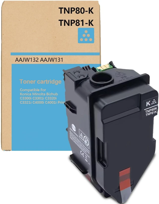 Main image of TNP80 TNP81 TNP-80 TNP-81 Black Toner Cartridge (AAJW132 AAJW131) Replacement for Konica Minolta Bizhub C3300i C3301i C3320i C3321i C4000i C4001i Printers