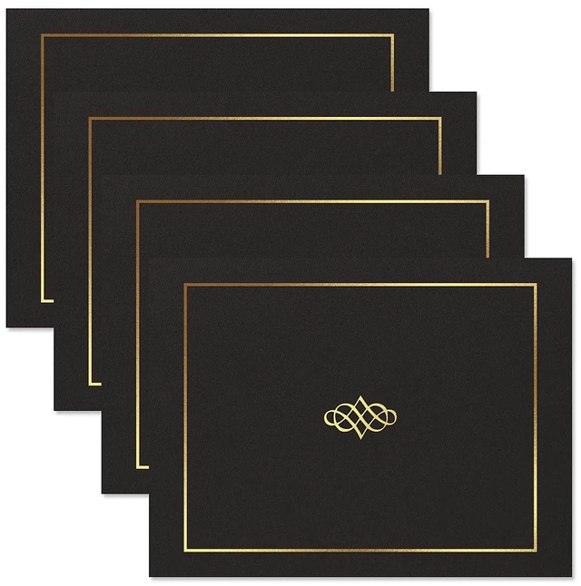 Alt view image 3 of 6 - Ornate Black & Gold Certificate Folders - Pack of 25, Linen Cover 80 lb. Stock, Folded, Die-Cut Corners, for Office, Business Awards, Graduation, School Diploma Holder, 9-1/2" x 12"