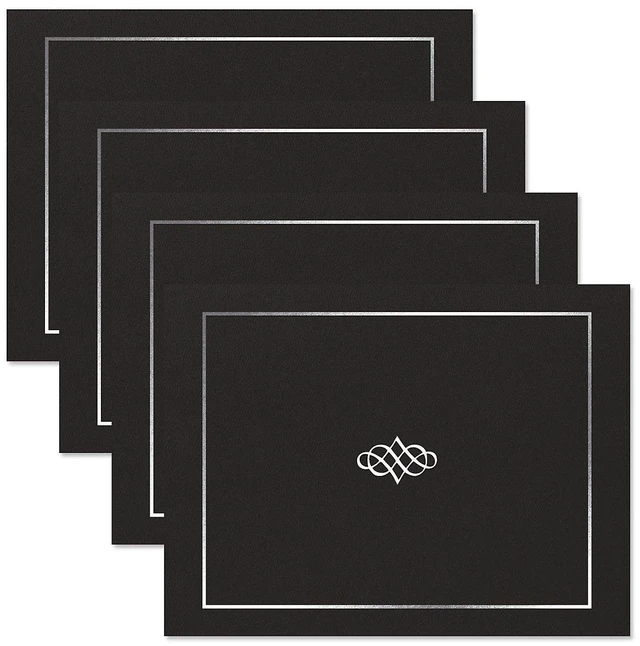 Alt view image 3 of 6 - Ornate Black & Silver Certificate Folders - Pack of 25, Linen Cover 80 lb. Stock, Folded, Die-Cut Corners, for Office, Business Awards, Graduation, School Diploma Holder, 9-1/2" x 12"