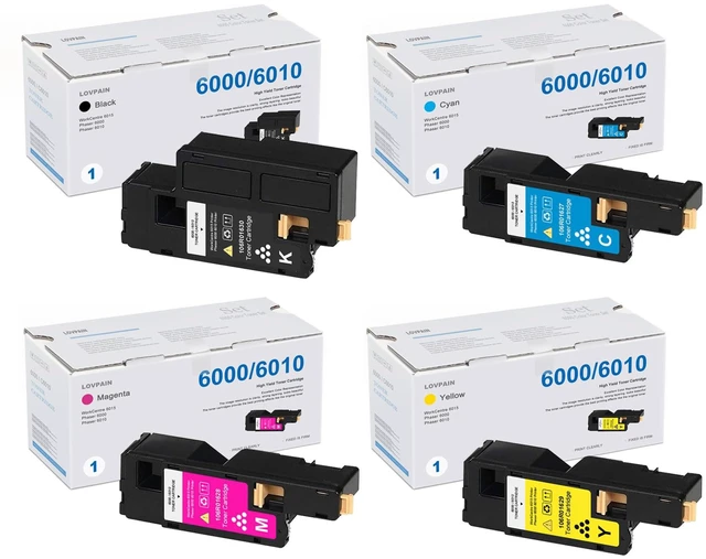 Main image of Phaser 6000 / 6010 Toner Cartridges (4Pack, BK/C/M/Y) - Lovn Compatible 106R01630 106R01627 106R01628 106R01629 Toner Cartridge Replacement for Xerox WorkCentre 6015 Phaser 6000 6010 Printer