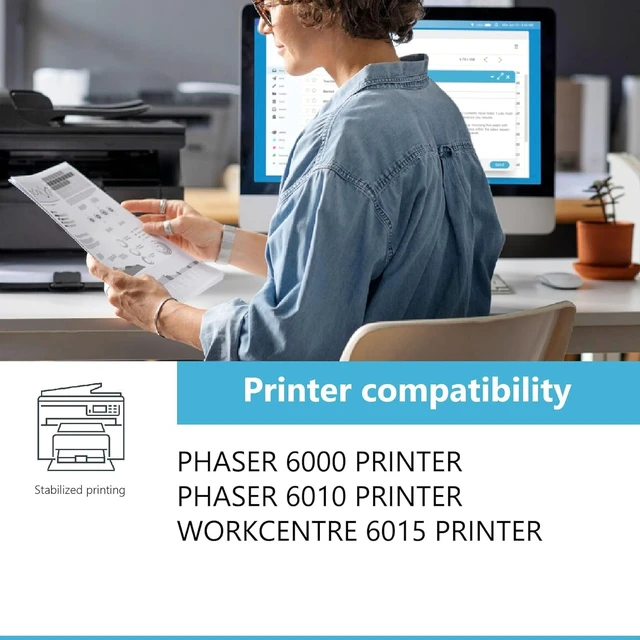 Alt view image 2 of 6 - Phaser 6000 / 6010 Toner Cartridges (4Pack, BK/C/M/Y) - Lovn Compatible 106R01630 106R01627 106R01628 106R01629 Toner Cartridge Replacement for Xerox WorkCentre 6015 Phaser 6000 6010 Printer