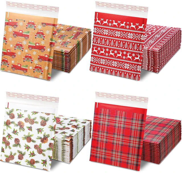 Main image of 100 Pcs Christmas Bubble Mailers 8.3 x 9.3 Inch Christmas Padded Envelopes Self Adhesive Shipping Bags Holiday Mailing Envelopes Waterproof Postal Bag for Xmas Mailing Packaging (Vintage Style)
