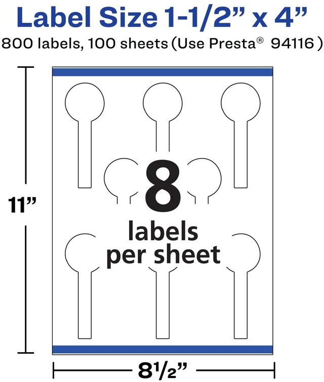 Alt view image 5 of 6 - ® Matte White Lollipop Labels, Sure Feed® Technology, 1.5" x 4", 800 White Labels, Print-to-The-Edge, Permanent Adhesive, Laser/Inkjet Printable