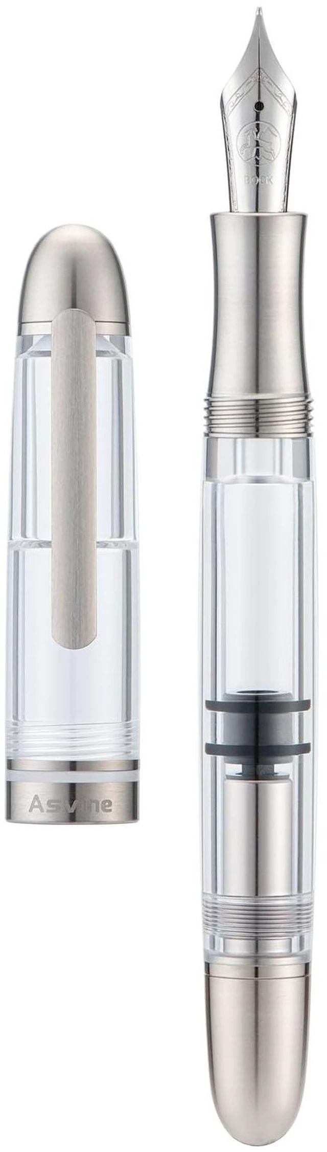 Main image of P36 Titanium Fountain Pen Piston Filling, Bock Fine Nib Clear Transparent Acrylic Smooth Writing Pen Case Set