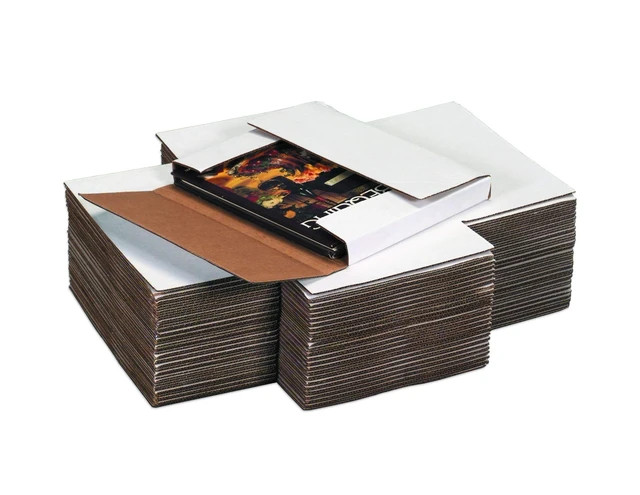 Alt view image 5 of 7 - BFM1291 Corrugated Cardboard Easy-Fold Mailers, 12 1/8 x 9 1/8 x 1 Inches, Fold Over Mailers, Adjustable Die-Cut Shipping, Multi-Depth, Large White Mailing (Pack of 50)
