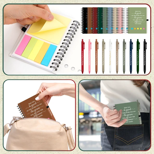 Alt view image 5 of 7 - 40 Sets Employee Appreciation Gifts Bulk Inspirational Spiral Notebook Journal with Sticky Notes Bamboo Pen Back to School Gifts for Students Teacher Nurse Coworker Office Team Housekeeping Staff