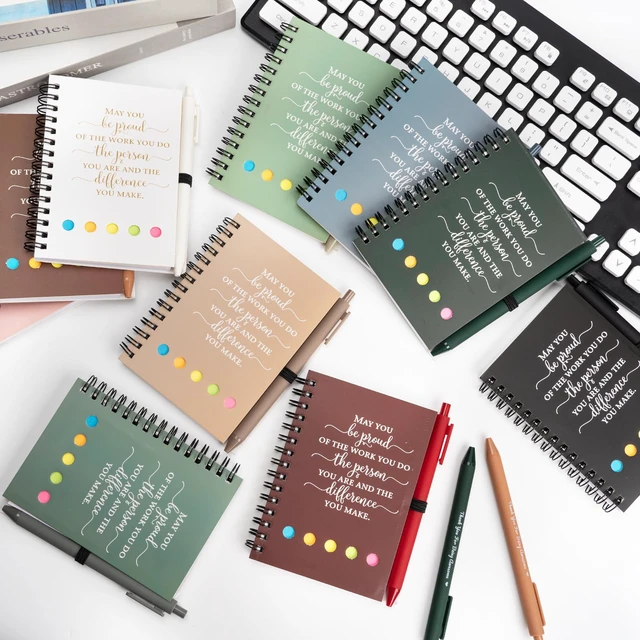 Alt view image 4 of 7 - 40 Sets Employee Appreciation Gifts Bulk Inspirational Spiral Notebook Journal with Sticky Notes Bamboo Pen Back to School Gifts for Students Teacher Nurse Coworker Office Team Housekeeping Staff