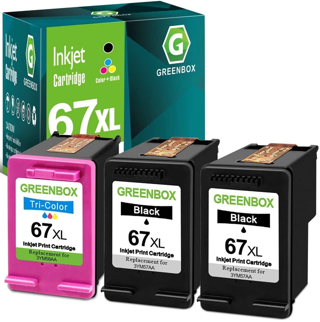 Main image of 67 67XL Ink Cartridge Black/Color Combo Pack High Yield with Chip, 3-Pack Replacement for HP 67 67XL Ink Cartridge for DeskJet 4155e 2734e 4100e 2855e 4255e 2755e 2700e Envy 6055e 6455e 6400 Printer