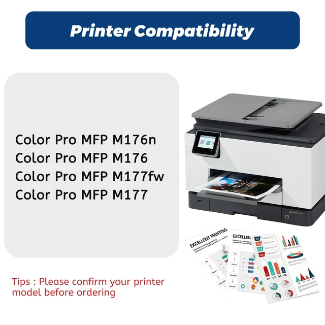 Alt view image 2 of 7 - 130A Toner Cartridge for HP 130A M177fw M177 M176n 4 Pack With Chip Compatible for HP Color Laserjet Pro MFP M177fw M176n M177 M176 Printer,Black Cyan Yellow Magenta No Fading,No Streak