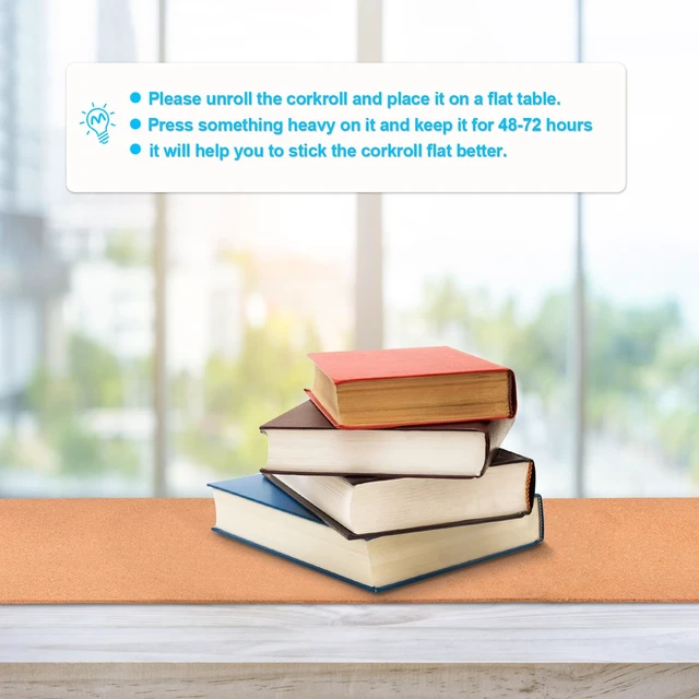 Alt view image 2 of 6 - 6mm Self-Adhesive Cork Board Roll, 1/4" Thick Cork Boards for Walls, Approx.36 x72 Cork Board Roll for Office, Home, School(90 * 180,Y)