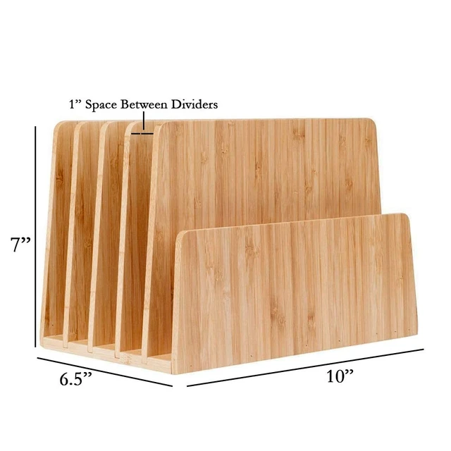 Alt view image 2 of 6 - Desktop Paper Tray File Folder Holder 5-Slot, & Bamboo Drawer Set; Storage for Office Supplies & Stationary items, pens, pencils, scissors, notepads, business cards and more