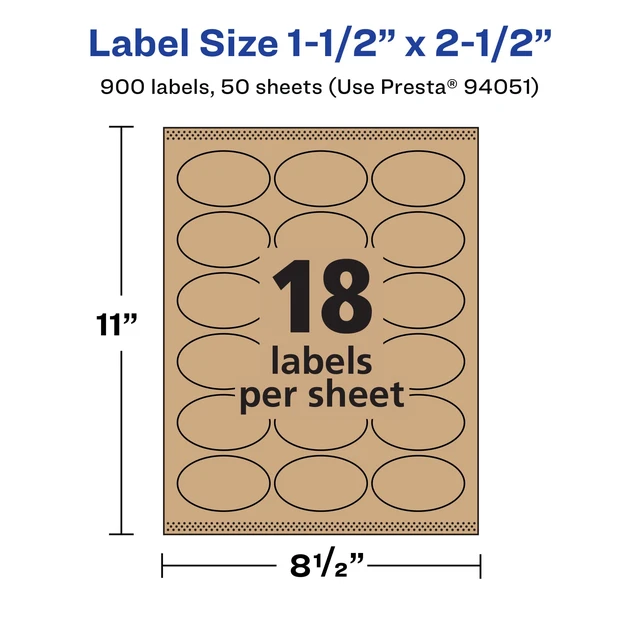 Alt view image 5 of 6 - ® Kraft Brown Oval Labels, Sure Feed® Technology, 1.5" x 2.5", 900 Kraft Brown Labels, Laser/Inkjet Printable