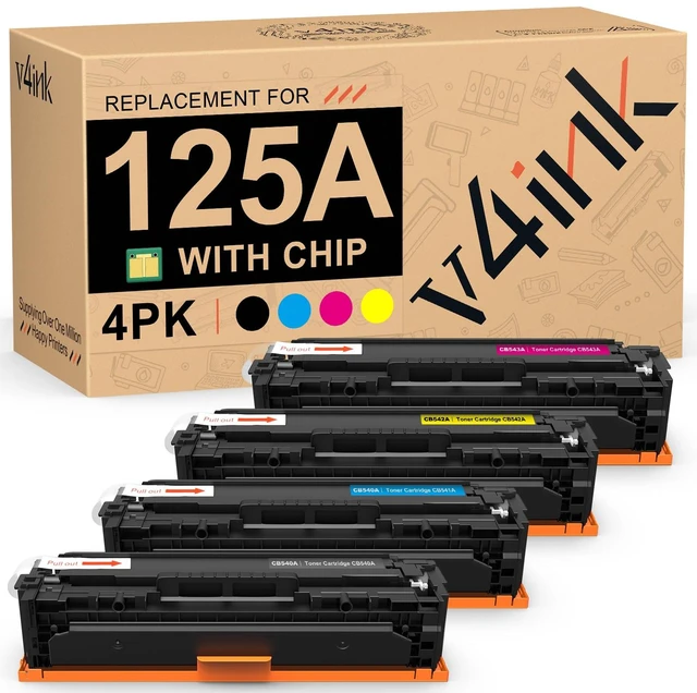 Main image of 125A Remanufactured Toner Cartridge Replacement for HP 125A 4-Pack CB540A CB541A CB542A CB543A Toner Replacement for Color CP1215 CP1518ni CP1515n CM1312 MFP Printer Black Cyan Magenta Yellow