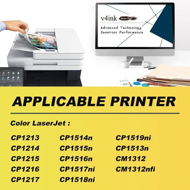 Alt view image 2 of 6 - 125A Remanufactured Toner Cartridge Replacement for HP 125A 4-Pack CB540A CB541A CB542A CB543A Toner Replacement for Color CP1215 CP1518ni CP1515n CM1312 MFP Printer Black Cyan Magenta Yellow