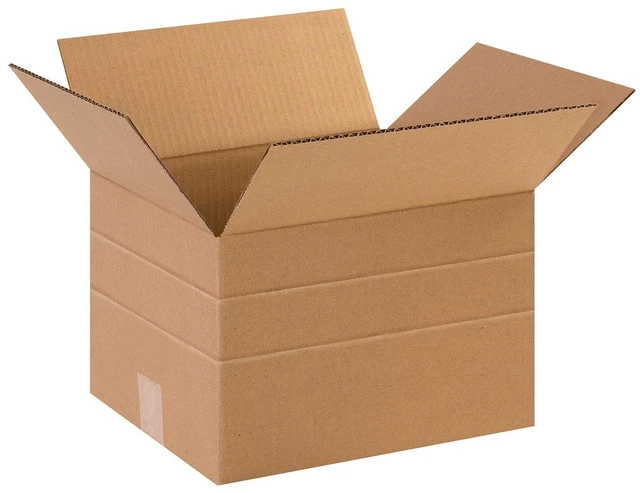 Main image of Multi-Depth Shipping Boxes Medium 12"L x 10"W x 8"H 25-Pack - Corrugated Cardboard for Moving, Mailing, Packing, Packaging and Storage
