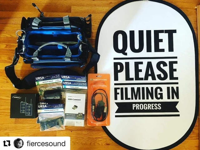 Alt view image 4 of 6 - Quiet Please Filming in Progress Sign - Large 24x36 Double Sided Collapsible Reflective Sign for Movie Set, Film Crew, Video & Recording Studio, Office, On Location - Folds Flat with Carry Case