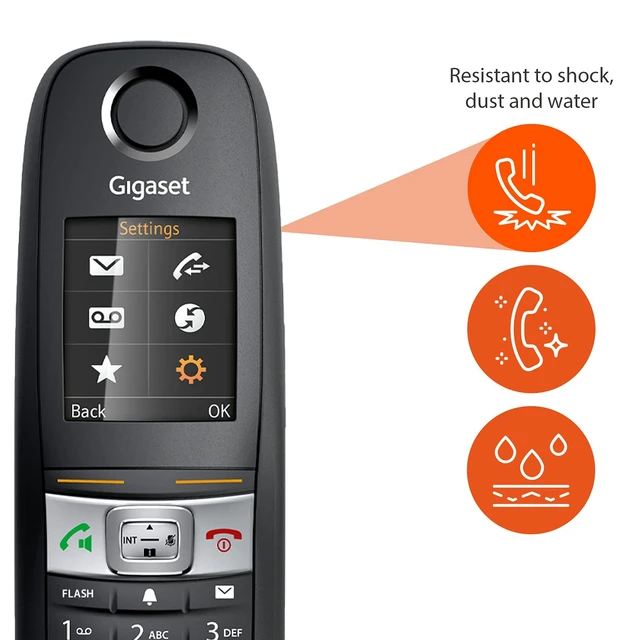 Alt view image 3 of 7 - E630A Phone with Answering Machine Water Splash and Dust-Resistant, (IP 65) Ideal for Craftsmen and Mechanics, Black (Pack of 1)