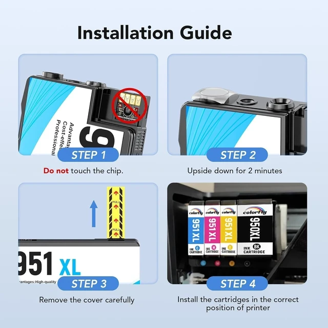 Alt view image 4 of 7 - 950xl and 951xl Ink Cartridges Combo Pack Compatible for HP OfficeJet Pro 8610 8620 8100 8630 8615 Replacement with HP 950 951 Ink Cartridges Combo Pack (4 Pack)