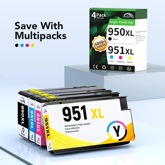 Alt view image 5 of 7 - 950xl and 951xl Ink Cartridges Combo Pack Compatible for HP OfficeJet Pro 8610 8620 8100 8630 8615 Replacement with HP 950 951 Ink Cartridges Combo Pack (4 Pack)