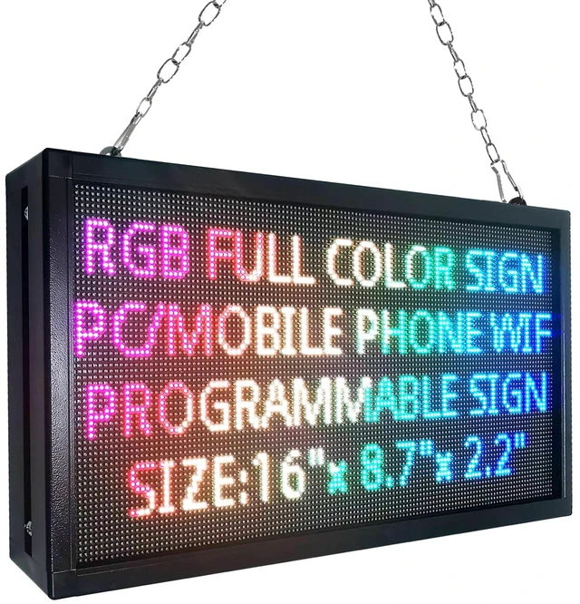 Main image of P3 Indoor Programmable LED Sign 16"x8.7", Full Color Message Display Board LED Display, Programmable Scolling led sign,with WiFi for Business