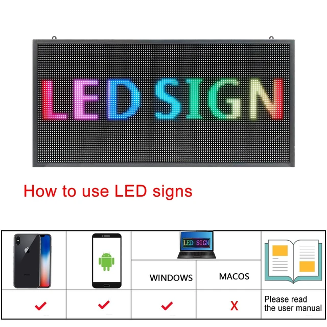 Alt view image 3 of 7 - P3 Indoor Programmable LED Sign 16"x8.7", Full Color Message Display Board LED Display, Programmable Scolling led sign,with WiFi for Business