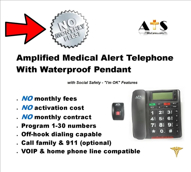 Alt view image 2 of 4 - No Monthly Fees Life Guardian Medical Alarm Emergency Alert Phone System Uses Landline to make calls - It will check on each day to make sure you are OK, if you want