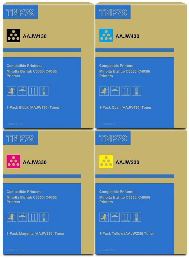 Main image of TNP79 Toner Cartridge TNP79K TNP79C TNP79M TNP79Y for C3350i C4050i Printer Replacement for Konica Minolta TNP79 Toner Cartridge AAJW430 AAJW330 AAJW230 AAJW130 Ink, 4-Pack, Black Cyan Magenta Yellow