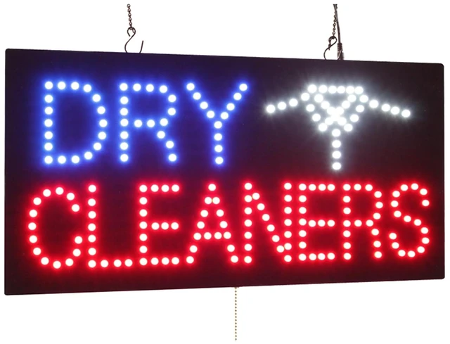 Main image of Dry Cleaners Sign, 24"x12", 60x30cm, LED, Neon, Florescent, Signage, Signboard, Display, Billboard, Screen, Grand Opening, Gift