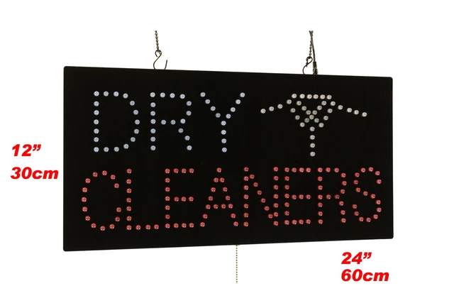 Alt view image 2 of 6 - Dry Cleaners Sign, 24"x12", 60x30cm, LED, Neon, Florescent, Signage, Signboard, Display, Billboard, Screen, Grand Opening, Gift