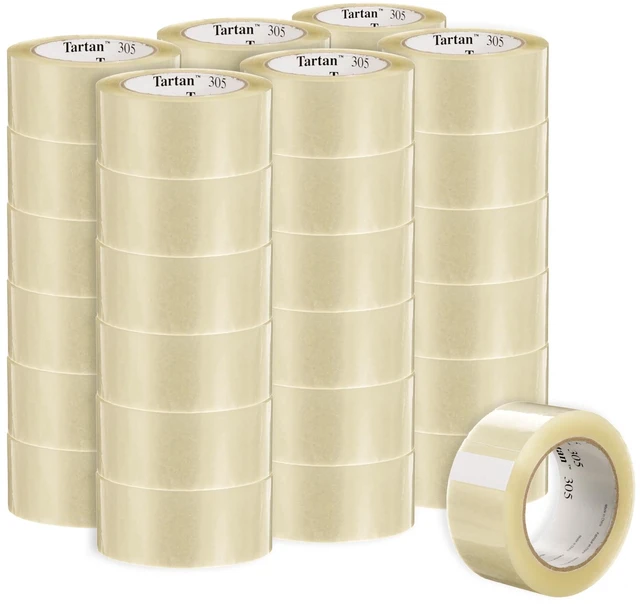 Main image of Tartan Box Sealing Tape 305, Clear, 1.88 in x 109.36 yds (48 mm x 100 m) 36 Rolls/Case, Light Duty, Durable