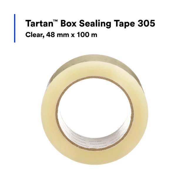 Alt view image 4 of 7 - Tartan Box Sealing Tape 305, Clear, 1.88 in x 109.36 yds (48 mm x 100 m) 36 Rolls/Case, Light Duty, Durable