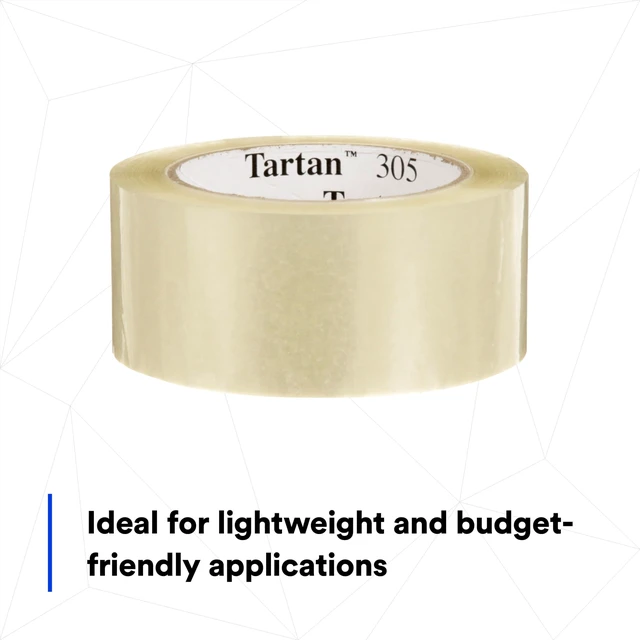 Alt view image 5 of 7 - Tartan Box Sealing Tape 305, Clear, 1.88 in x 109.36 yds (48 mm x 100 m) 36 Rolls/Case, Light Duty, Durable
