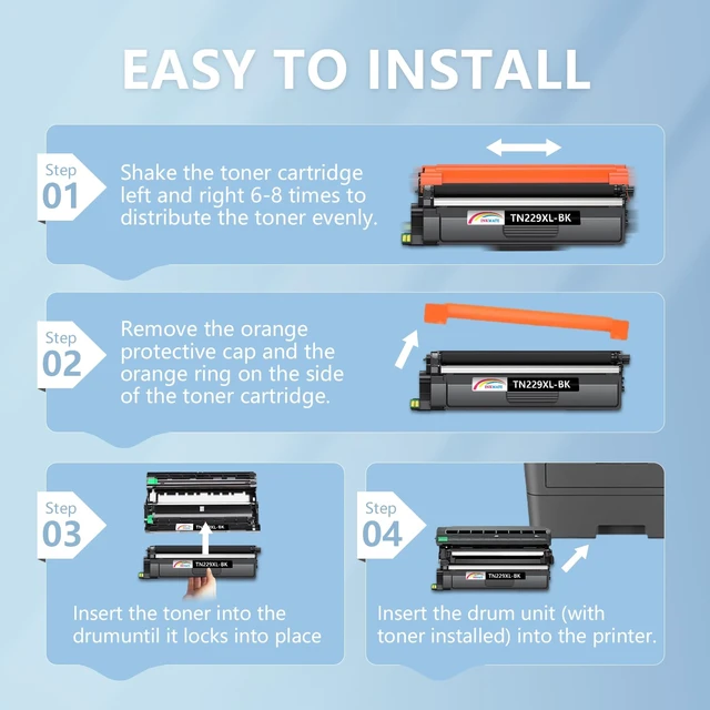 Alt view image 5 of 7 - TN229XL TN229 229XL MFC-L3780CDW Toner Cartridge 4 Pack (BK/C/M/Y) Compatible for Brother TN229 Work with MFC-L3780CDW MFC-L3720CDW HL-L3280CDW HL-L3220CDW HL-L3300CDW HL-L3295CDW Printer