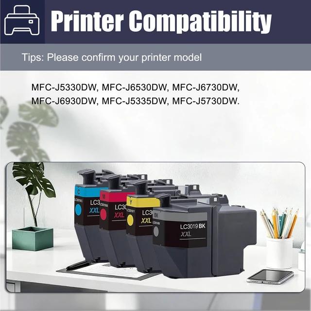 Alt view image 2 of 6 - LC3019 Ink Cartridges LC3019XXL Ink Cartridges Replacement for LC3019 XXL LC 3019-XXL LC3019 Work with MFC-J5330DW MFC-J6530DW MFC-J6730DW MFC-J6930DW Printers (Black, Cyan, Magenta, Yellow, 4 Pack)