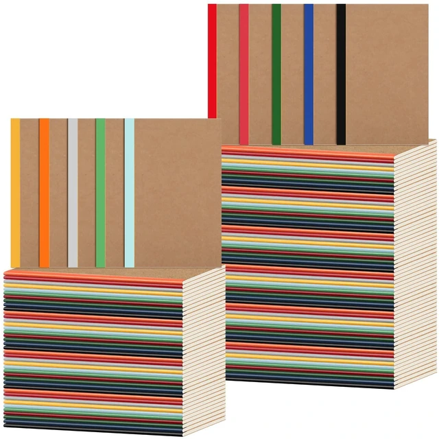 Main image of 150 Pack A5 Kraft Notebooks 60 Pages Soft Cover Composition Notebooks Bulk Ruled Lined Travel Journals for Travelers, Home, Office Supplies, 5.8 x 8.3 Inch(Mixed Color)