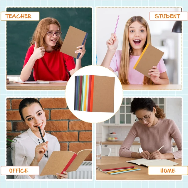 Alt view image 7 of 7 - 150 Pack A5 Kraft Notebooks 60 Pages Soft Cover Composition Notebooks Bulk Ruled Lined Travel Journals for Travelers, Home, Office Supplies, 5.8 x 8.3 Inch(Mixed Color)