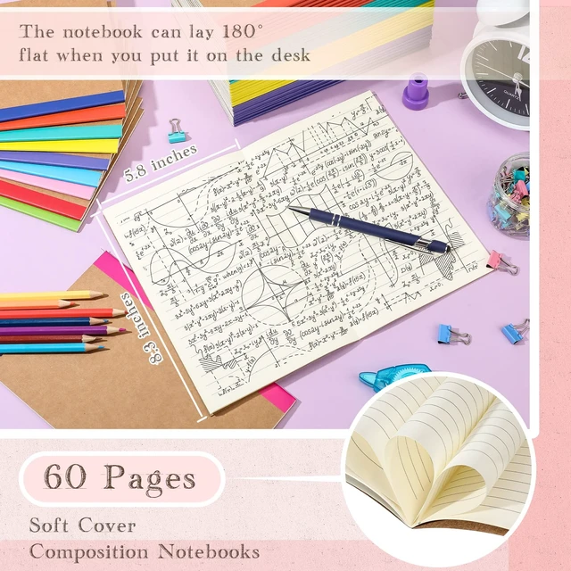 Alt view image 2 of 7 - 150 Pack A5 Kraft Notebooks 60 Pages Soft Cover Composition Notebooks Bulk Ruled Lined Travel Journals for Travelers, Home, Office Supplies, 5.8 x 8.3 Inch(Colorful)