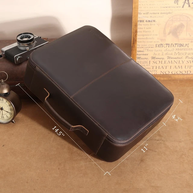 Alt view image 4 of 7 - Full Grain Leather Document Organizer Bag Storage Cabinet Box Portable Home Business Safe Folder, Secure Lockable YKK Zipper, Sturdy Grab Handle, Luggage/Trolley Strap