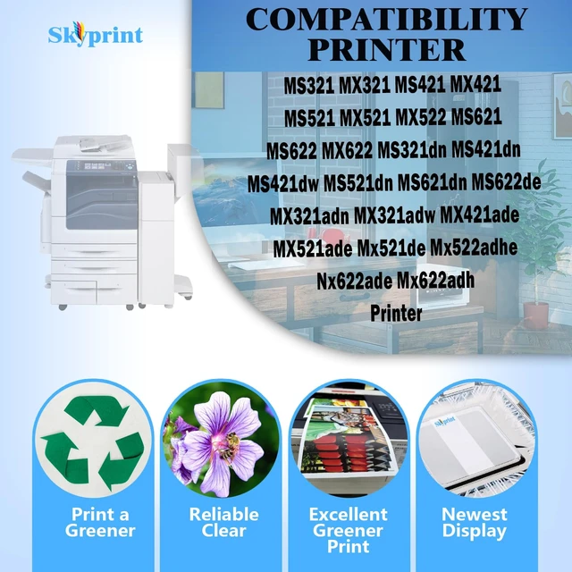 Alt view image 2 of 6 - MS321 MS421 MS521 Toner Cartridge Compatible for Lexmark 56F1000 Black MS321dn MS421dn MS421dw MS521dn MS621dn MS622de MX321adn MX321adw MX421ade MX521ade Mx521de Mx522adhe Nx622ade Mx622adh