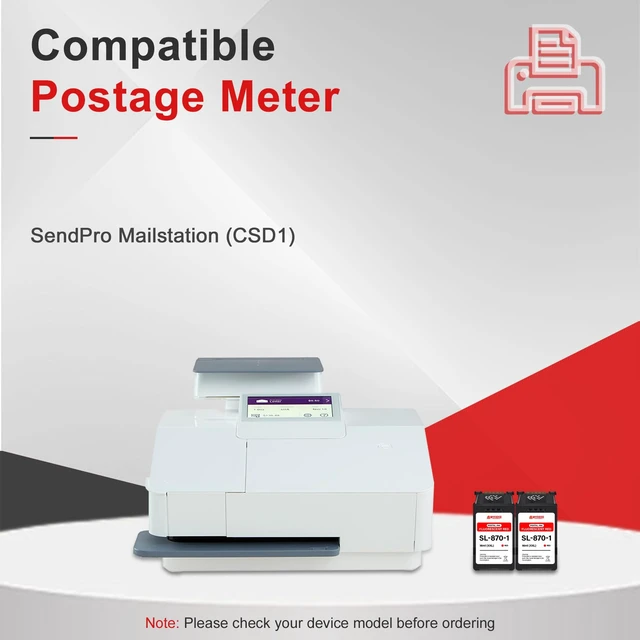Alt view image 2 of 6 - 2 Pack SL-870-1 XXL Red Ink Cartridge: Compatible SL 870 1 Fluorescent Red Postage Ink Cartridges Replacement for Pitney Bowes New SendPro Mailstation Postage Meter (16ml * 2)