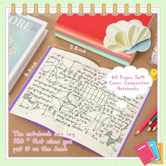 Alt view image 3 of 7 - 150 Pack A5 Kraft Notebooks 60 Pages Soft Cover Composition Notebooks Bulk Ruled Lined Travel Journals for Travelers, Home, Office Supplies, 5.8 x 8.3 Inch(Bright Colors)