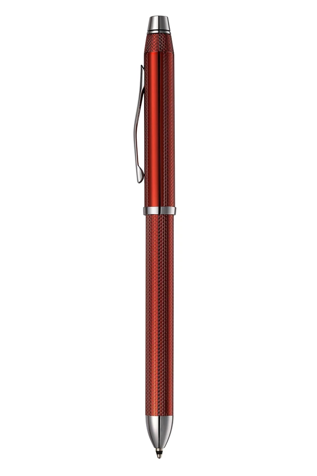 Alt view image 7 of 7 - Tech3+ Engraved Refillable Multi-Function Ballpoint Pen with Stylus, Medium Ballpen And Pencil, Includes Premium Gift Box - Translucent Red